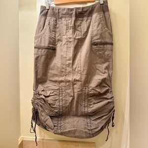 XCVI khaki side rouched skirt